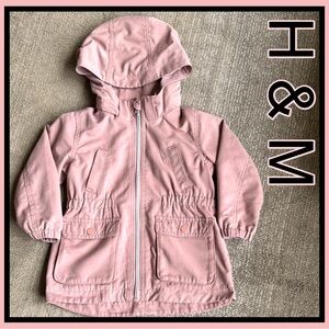 H&M Girls Dusty Pink Hooded Short Jacket Sz 2T